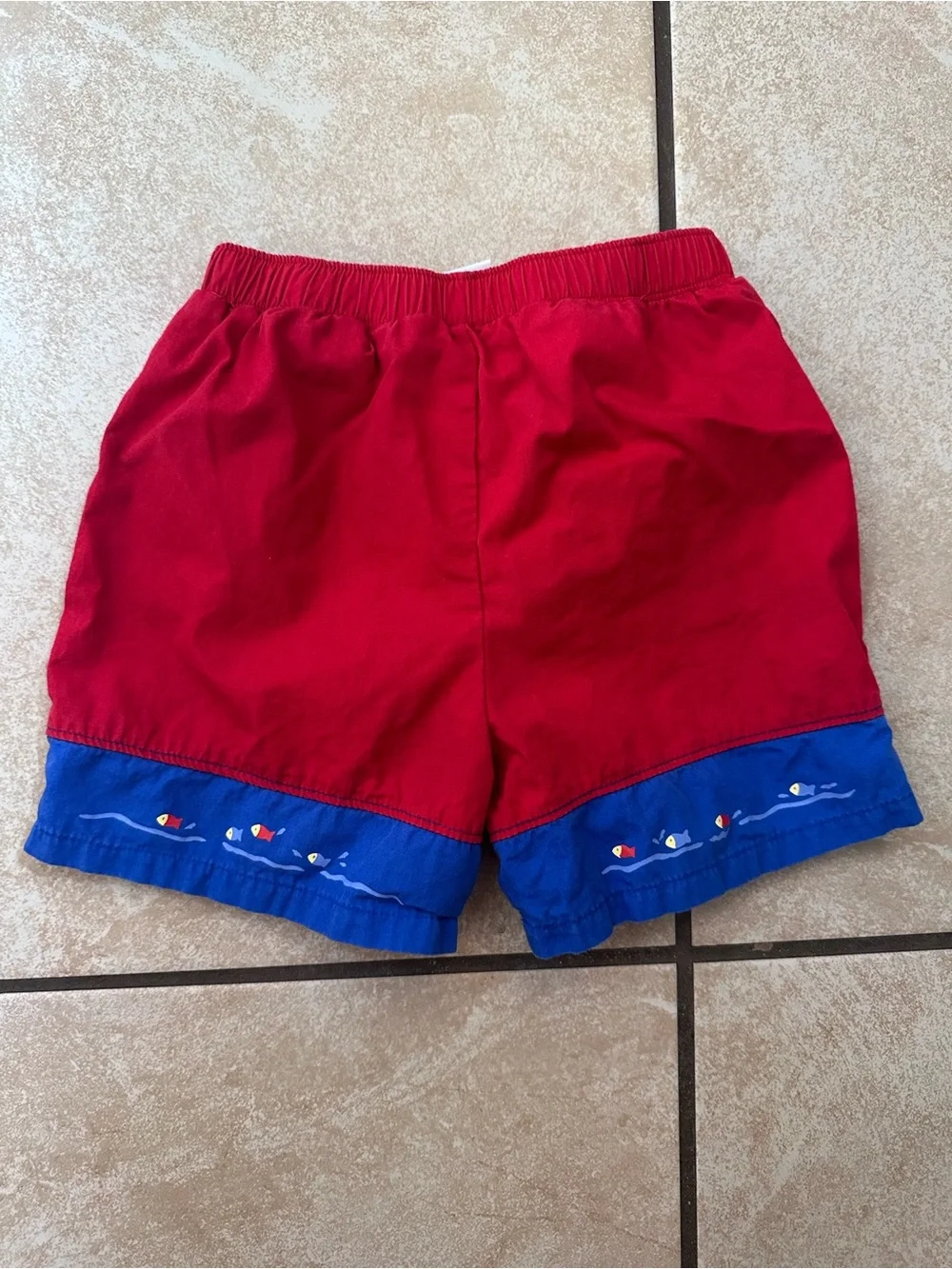 Vintage Little Me Bright Red Baby Swim Shorts with Liner